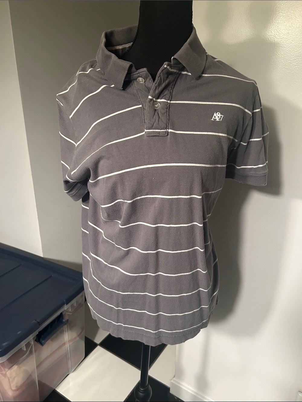 VINTAGE Aeropostale Gray Polo with White Stripes